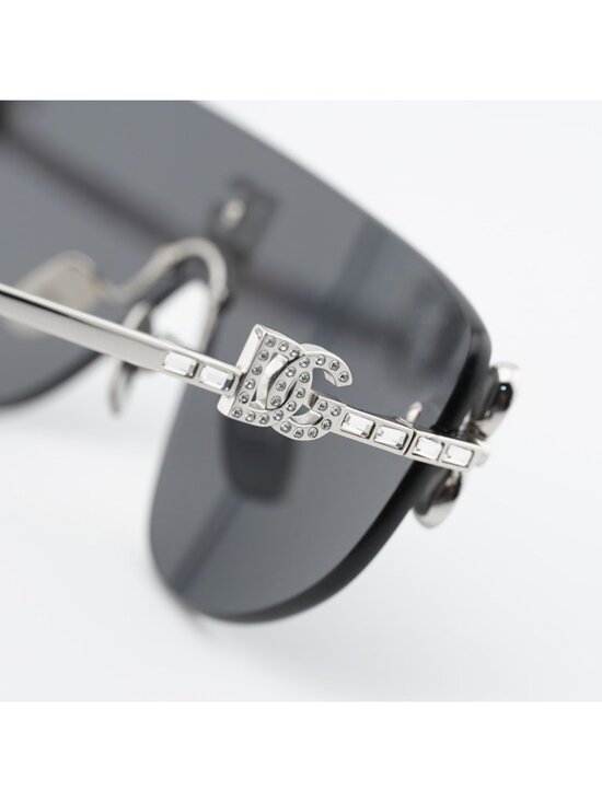 Dolce & Gabbana DG2333B 05/87 Sunglasses Silver with White Stone Shield Frame main image 4